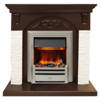 Каминокомплект Bern Сланец мелкий белый / Темный дуб с очагом Chesford