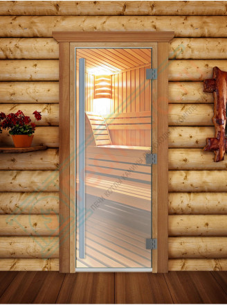 Дверь для бани и сауны Престиж прозрачная, 200х70 по коробке (DoorWood)