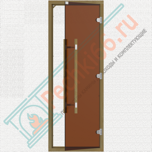 Дверь стеклянная для бани и сауны, бронза с порогом, коробка кедр, ручка с металлической вставкой 1900х700 (Sawo) 741-4SGD в Ижевске