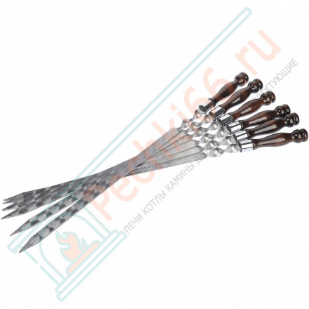 Набор широких шампуров для люля кебаб L=50 см, с деревянной ручкой, 6 шт