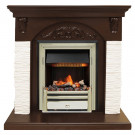 Каминокомплект Bern Сланец мелкий белый / Темный дуб с очагом Cavendish