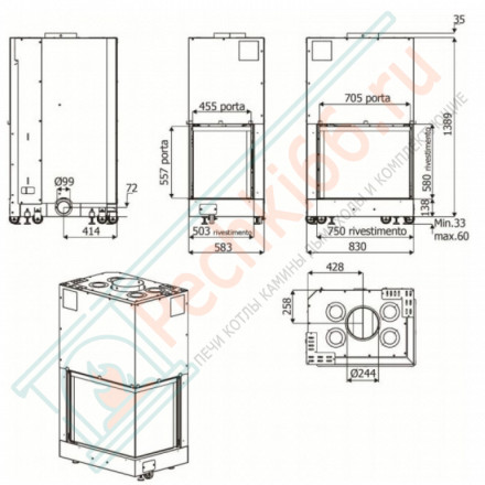 Каминная топка Forma 75 SX, правая (MCZ)