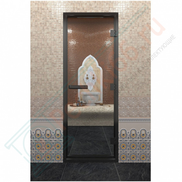 Стеклянная дверь DoorWood «Хамам Прозрачная» в черном профиле 2000х800 (по коробке) в Ижевске
