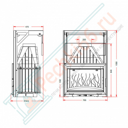 Чугунная топка INVICTA 700 GRANDE VISION LIFTING DOOR (INVICTA)