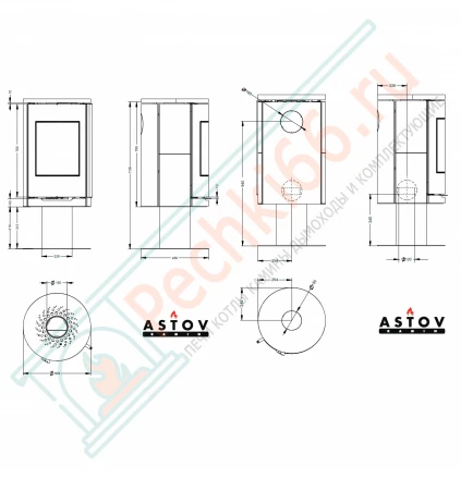 Печь-камин R1.0 N K Plus, в камне, на ноге (Астов)