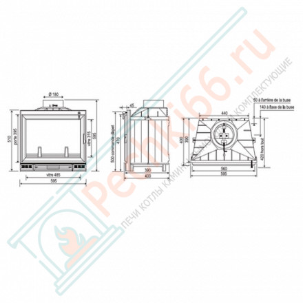 Чугунная топка RUBIS с открытием дверцы в стороны и с дефлектором (SEGUIN) 10 кВт
