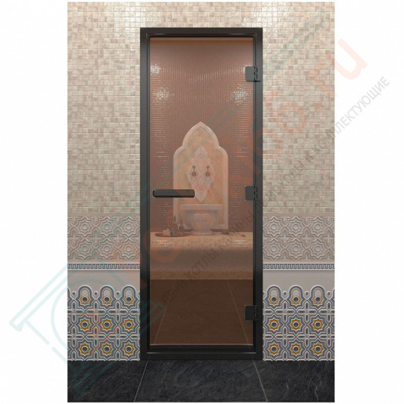 Дверь для хамама в черном профиле, бронза 2000x700 мм (DoorWood) в Ижевске