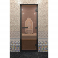 Дверь для хамама в черном профиле, бронза 2100x800 мм (DoorWood)
