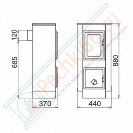 Отопительная печь Merano, Черный/Серый (Thorma) до 124 м3