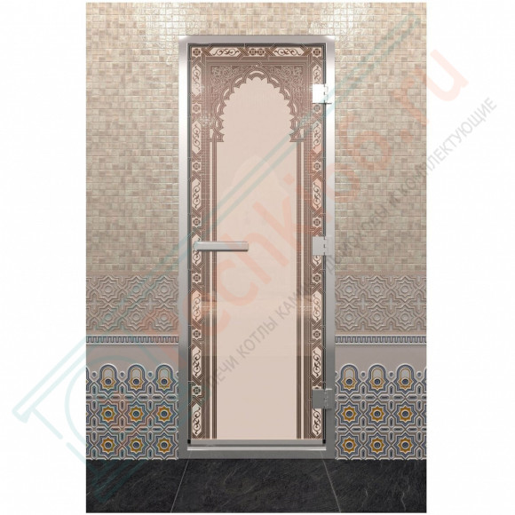 Стеклянная дверь DoorWood «Хамам Восточная Арка Бронза матовая» 200х80 (по коробке) в Ижевске