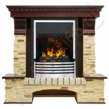 Каминокомплект электрический Pierre Luxe угловой - Темный дуб / Сланец (Высота 1050мм) с очагом Flagstaff (Dimplex)