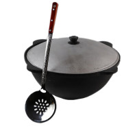 Узбекский чугунный казан плоское дно 16 л. (Наманган DAVR METALL)