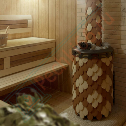 Печь для бани Альфа Панголина Лайт Inox ЧДБСЭ, ЗК, шамот-терракота (T.M.F) до 24 м3