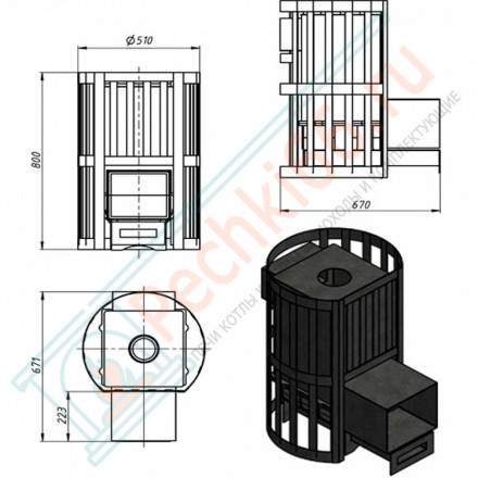 Чугунная печь для бани Ураган Ковка 12 260 (Везувий) до 14 м3