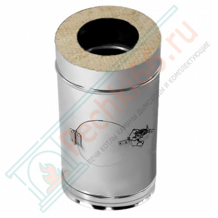 Труба V50R с лючком ревизии с изол L=500 (AISI-321/0,8-AISI-304/0,5) d-130/230 (Вулкан-Cerablanket)