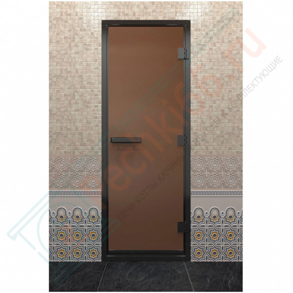 Дверь для хамама в черном профиле, бронза матовая 1900x800 мм (DoorWood) в Ижевске