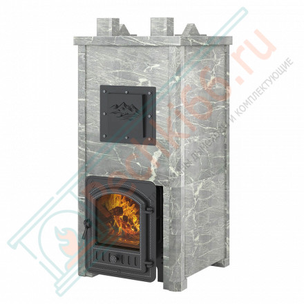 Печь для бани Эверест "Легкий пар Профи" в облицовке Талькохлорит, Резная (2 стороны) S-50 мм (Everest)