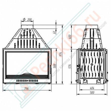 Чугунная топка 830 PIANO DF (Ferlux) 17 кВт
