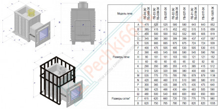 Чугунная печь для бани Комплект GFS ЗК 18 Президент 850/50 Серпентинит (ТехноЛит)