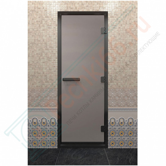 Дверь для хамама в черном профиле, сатин 2100x900 мм (DoorWood) в Ижевске