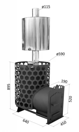 Печь для бани вертикальная Энергия 22 (БашПечи) до 22 м3