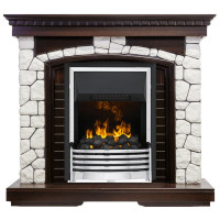 Электрический Каминокомплект Glasgow - Темный дуб / Белый с очагом Flagstaff