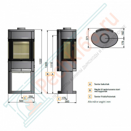 Печь-камин Scan 68-11 BP на базе с отверстием (Scan)
