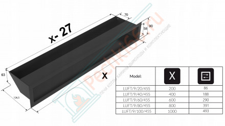 Решетка 9X80 графит LUFT/9/80/45S/G (Kratki)